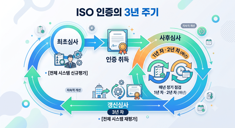 ISO 갱신심사? 3년에 한 번이 아닙니다, 매년 사후심사부터